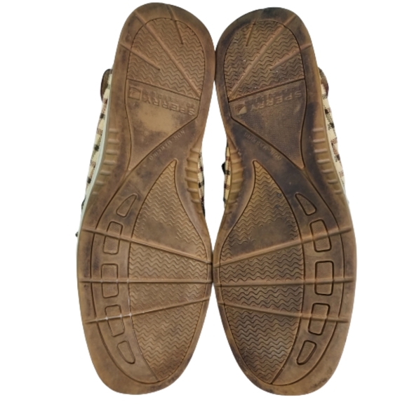 Sperry leather Topsiders, women's size 8.5M, brown with plaid side panels - Picture 4 of 8